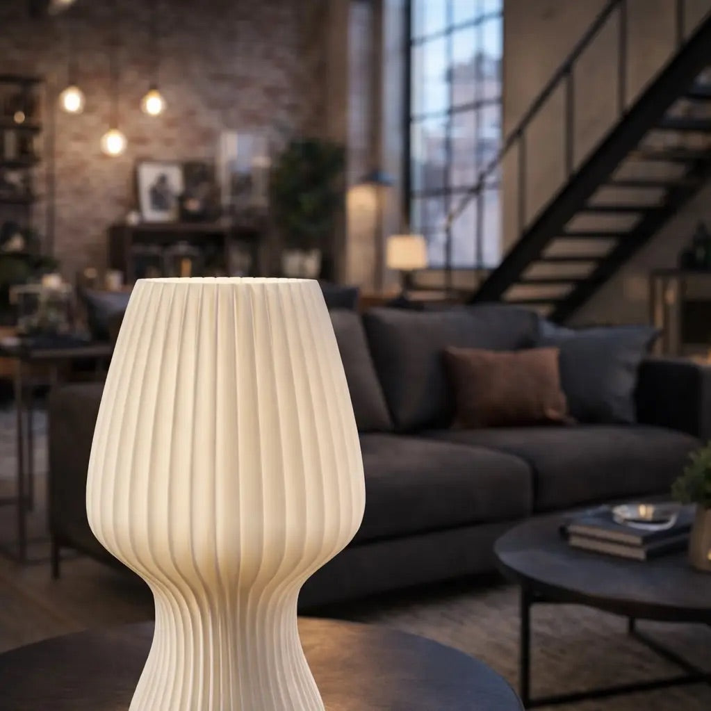 Lampe TULIP — Luminaire nervuré 33 cm, blanc | VRAIJOUR
