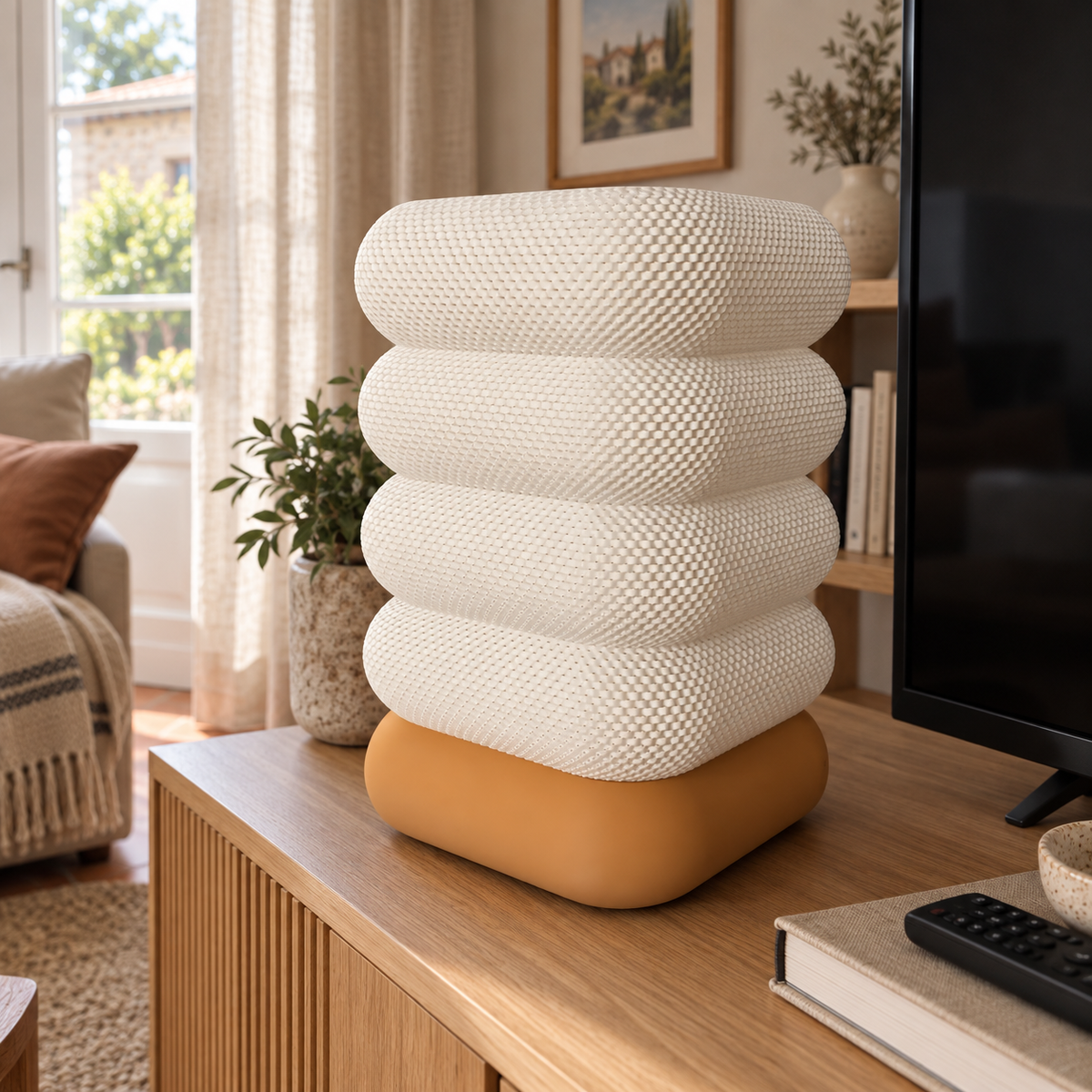 Lampe COCON WHITE — Luminaire sculptural organique blanc | VRAIJOUR