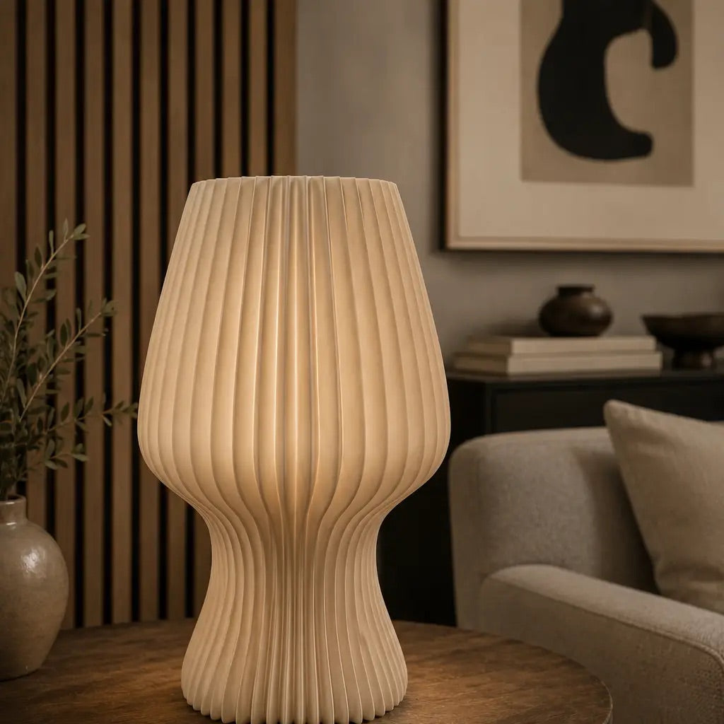 Lampe TULIP — Luminaire nervuré 33 cm, blanc | VRAIJOUR