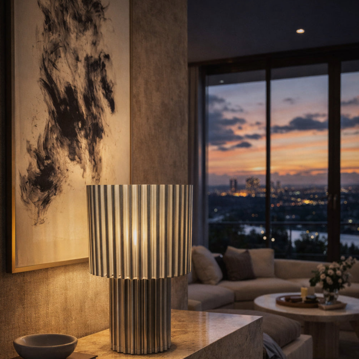Lampe LOFT — Luminaire cannelé 40 cm, graphique | VRAIJOUR