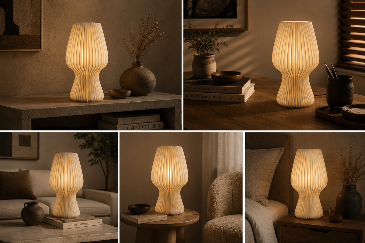 Lampe TULIP — Luminaire nervuré 33 cm, blanc | VRAIJOUR