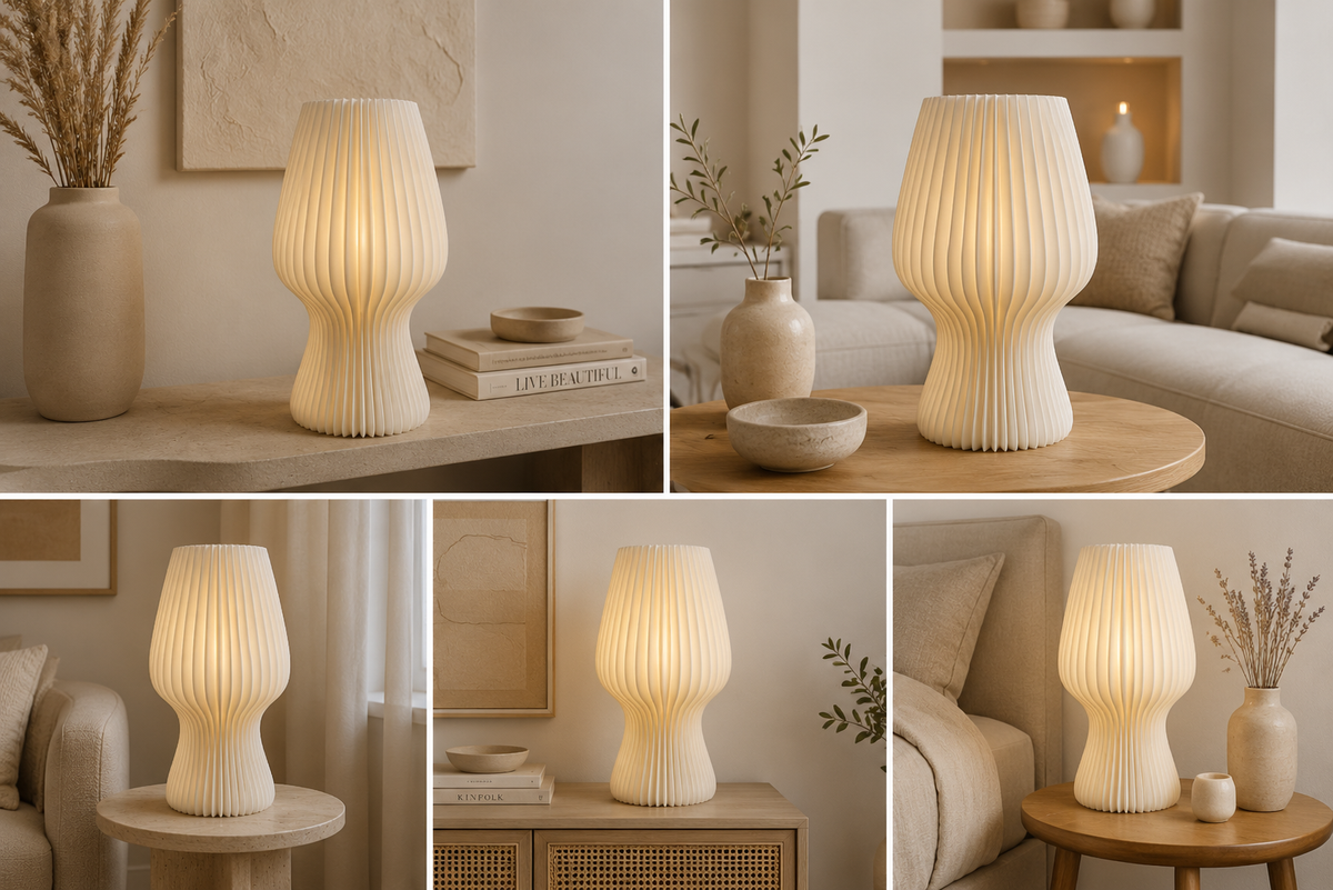 Lampe TULIP — Luminaire nervuré 33 cm, blanc | VRAIJOUR
