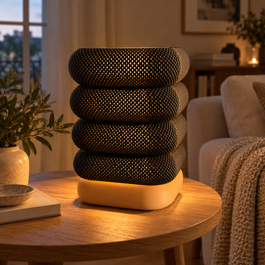 Lampe COCON BLACK — Luminaire sculptural organique noir | VRAIJOUR